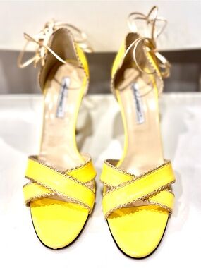 Brian atwood Yellow Women's Strappy Ankle-Tie Heels